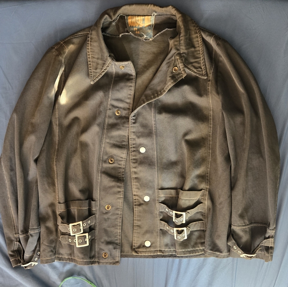 Vintage 1970s Faded Black Phase III Straps Jacket